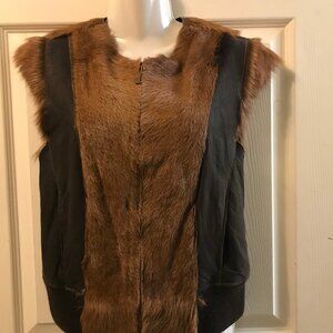 ICEBERG BRAND AFRICAN SPRINGBOK BROWN HAIR FUR LEATHER VEST SIZE SMALL